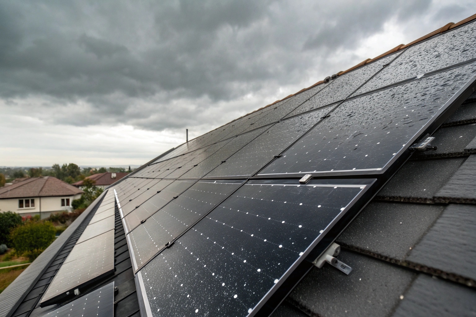 A close up view of instaled solar panels